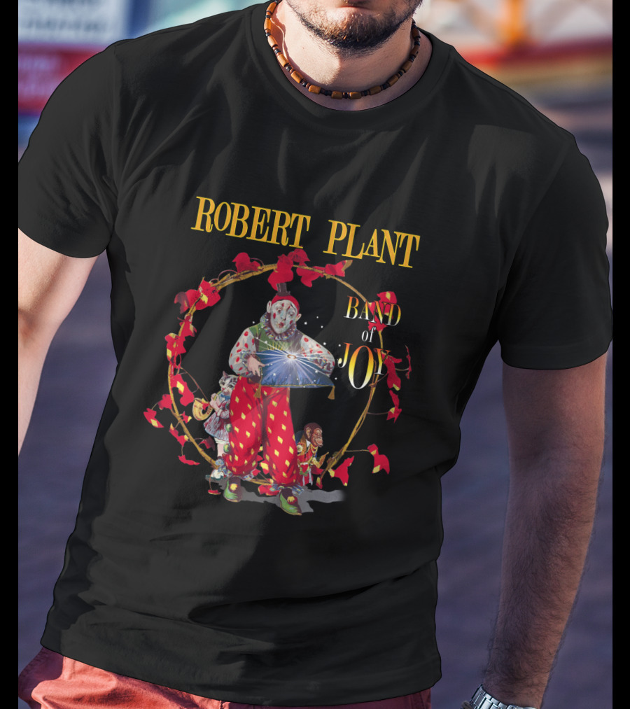 Robert Plant Band Of Joy Clown And Performers With Red Leaves T-Shirt