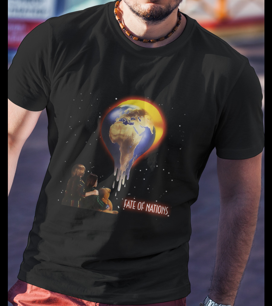 Fate Of Nations Melting Earth With Children And Teddy Bear T-Shirt