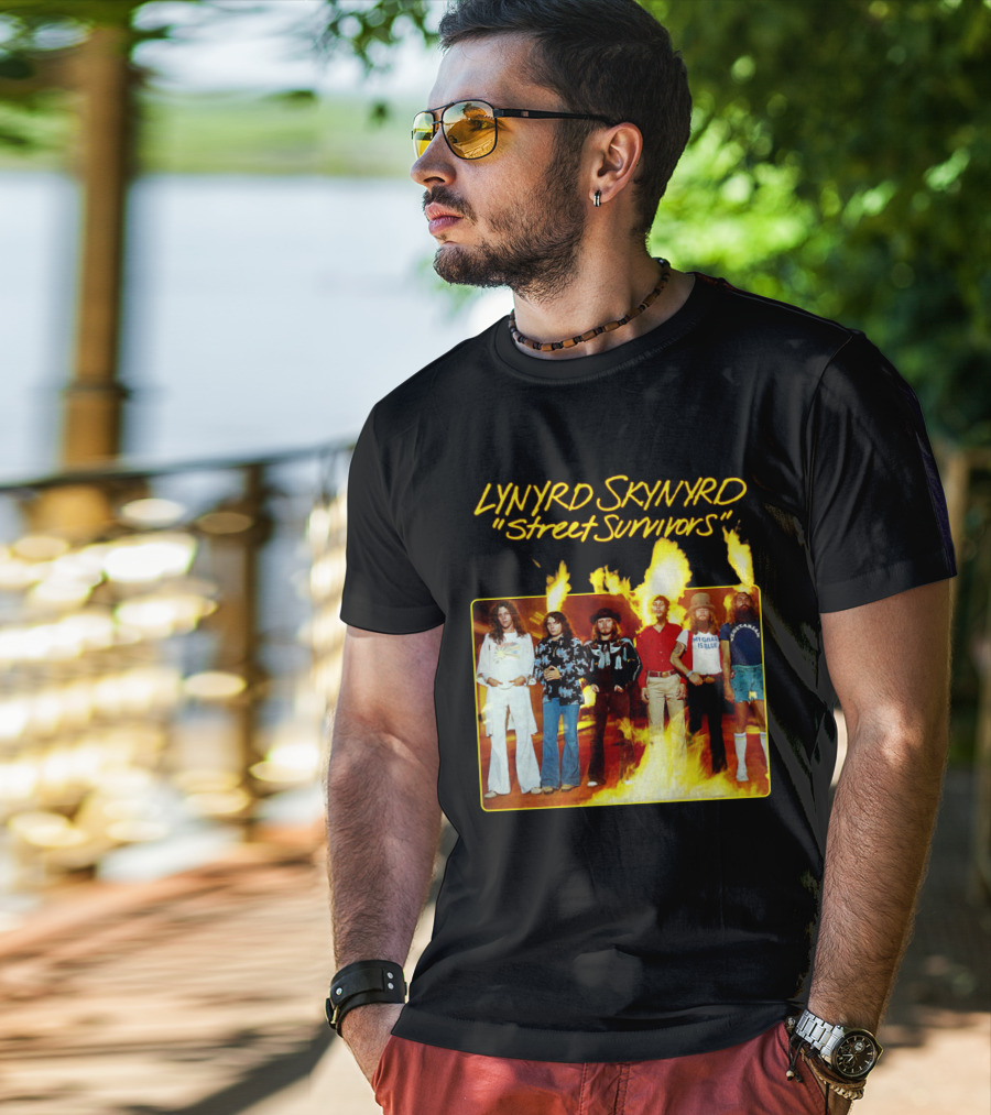 Lynyrd Skynyrd Street Survivors Album Cover Art Fiery T-Shirt