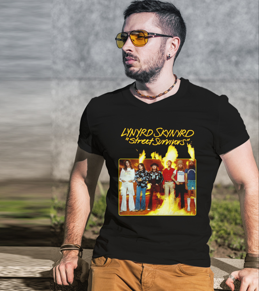 Lynyrd Skynyrd Street Survivors Album Cover Art Fiery T-Shirt