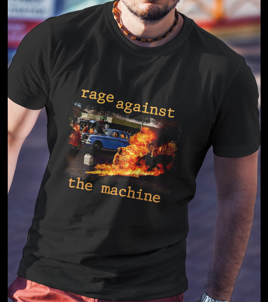 Rage Against The Machine Burning Car Riot Scene T-Shirt