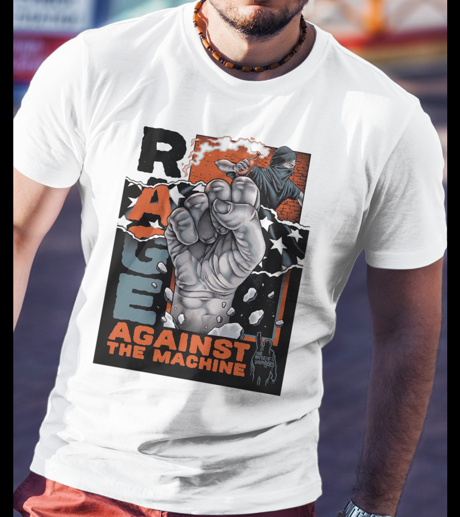 Rage Against The Machine Raised Fist With Stars And Protest T-Shirt