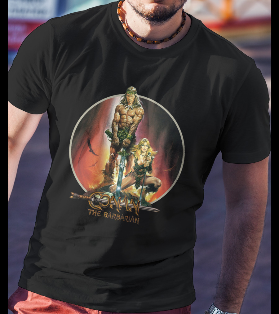 Conan The Barbarian Sword And Sorcery Fantasy Artwork T-Shirt