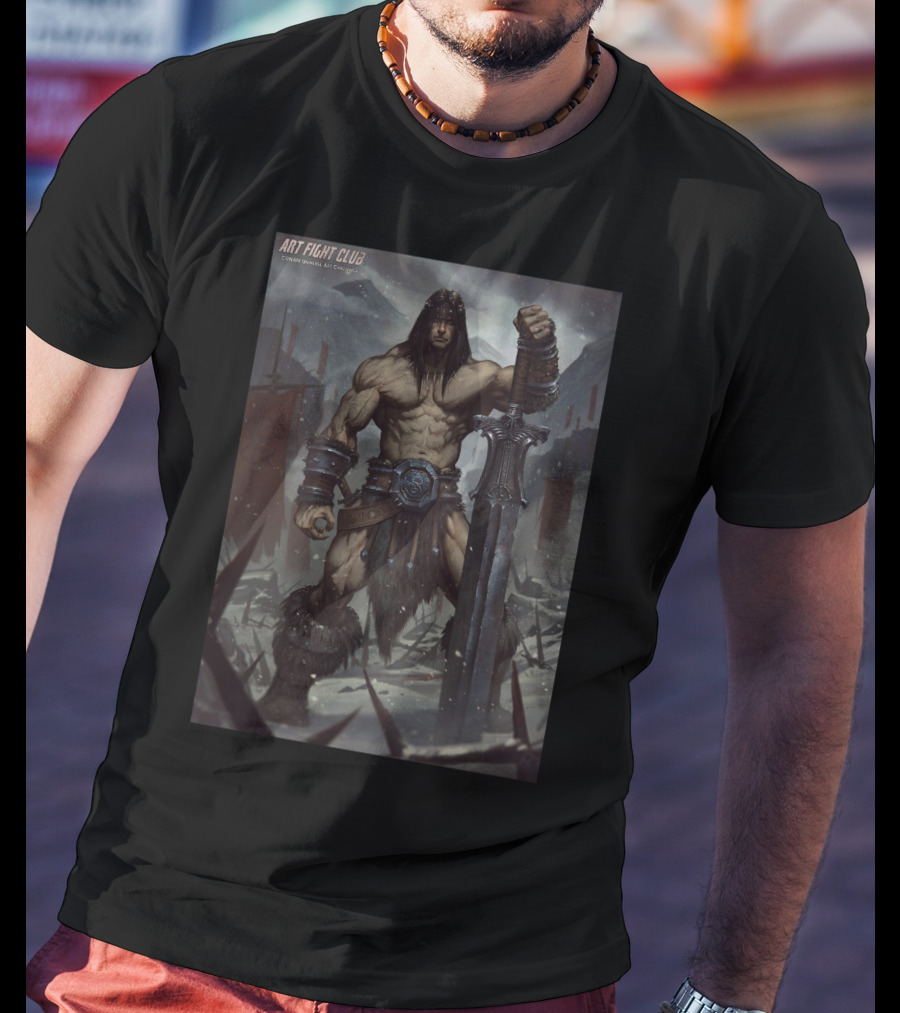 Art Fight Club Conan Chamba Sword Warrior Scene T-Shirt