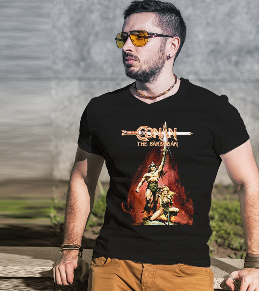 Conan The Barbarian Sword And Warrior Artwork T-Shirt