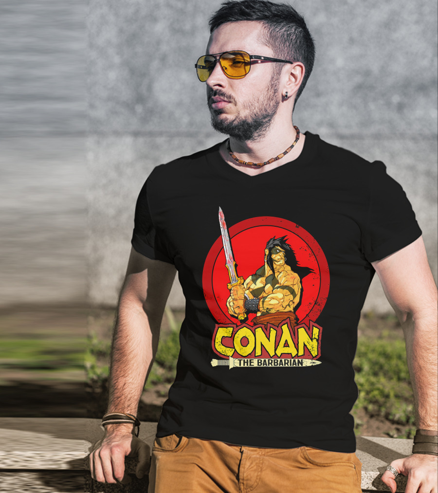 Conan The Barbarian Sword Warrior Red Circle T-Shirt