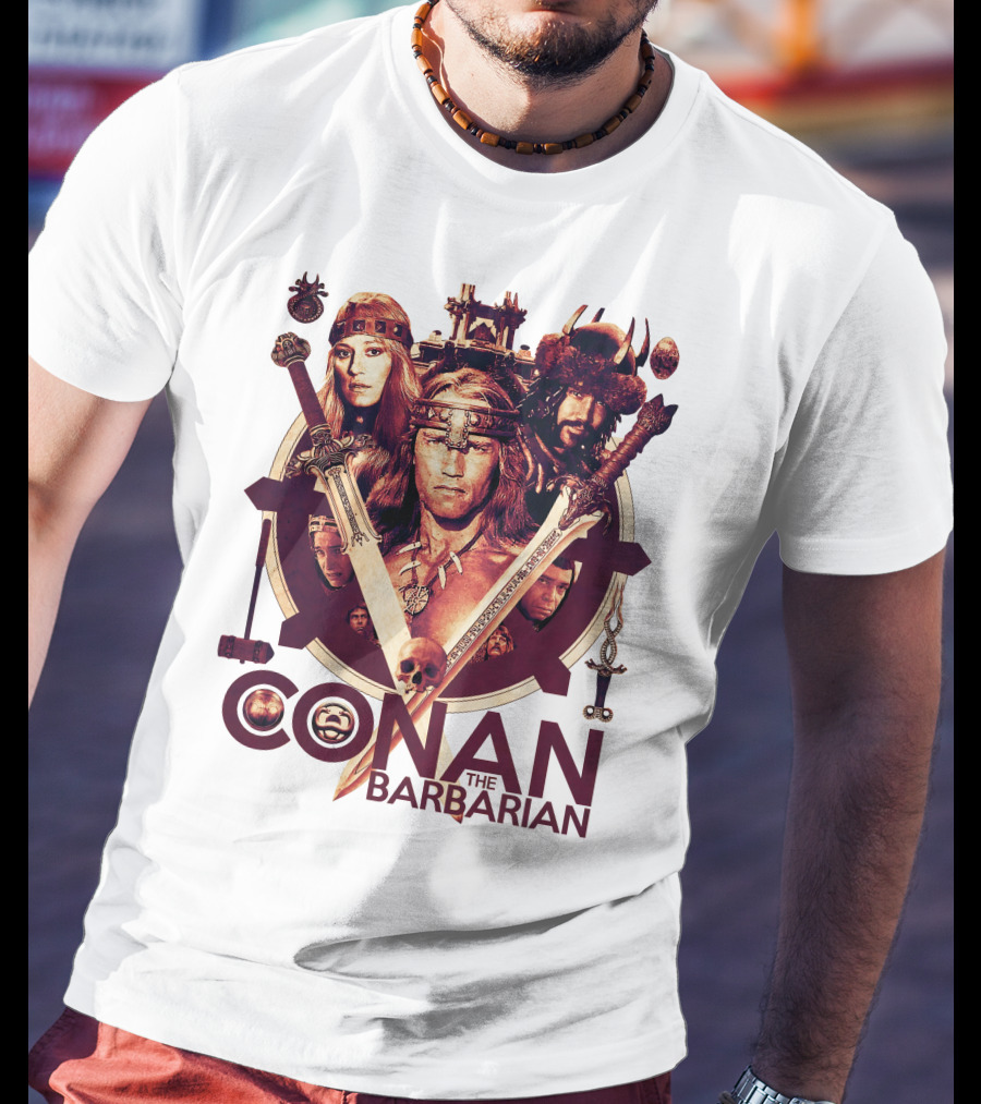 Conan The Barbarian Warrior Circle With Swords And Characters T-Shirt