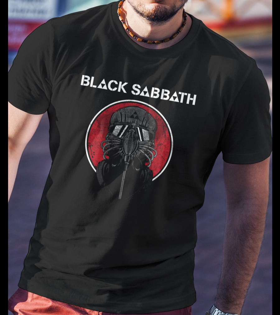 Black Sabbath Gas Mask Design With Red Circle T-Shirt