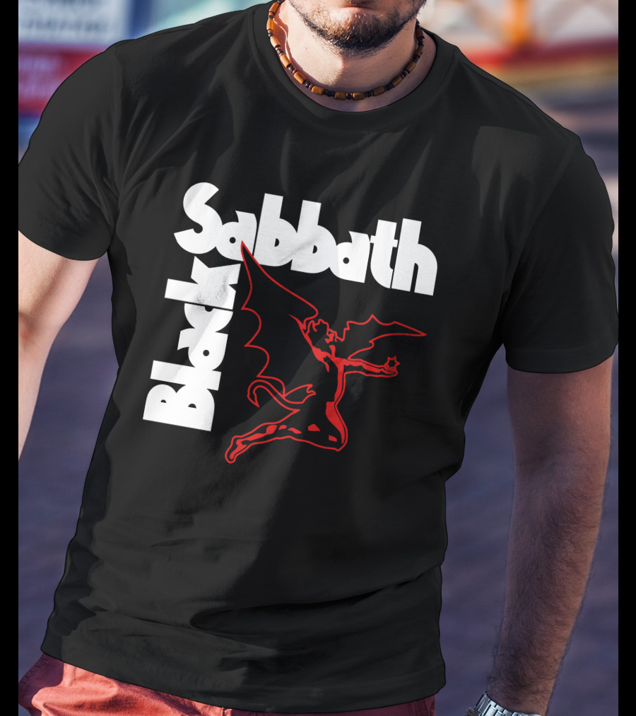 Black Sabbath Logo With Red Winged Figure T-Shirt