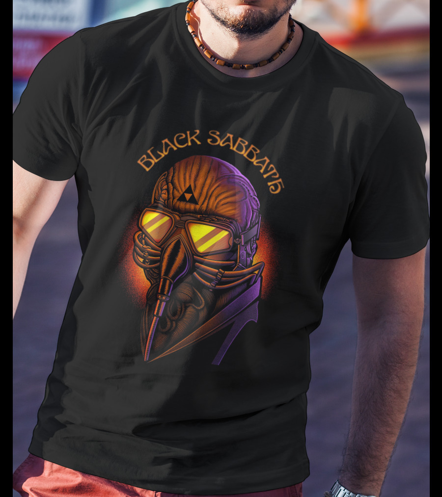 Black Sabbath Plague Doctor Gas Mask Art T-Shirt