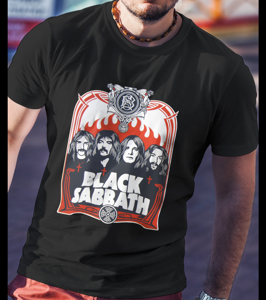 Black Sabbath Vintage Style Band Portrait With Gothic Symbolism T-Shirt