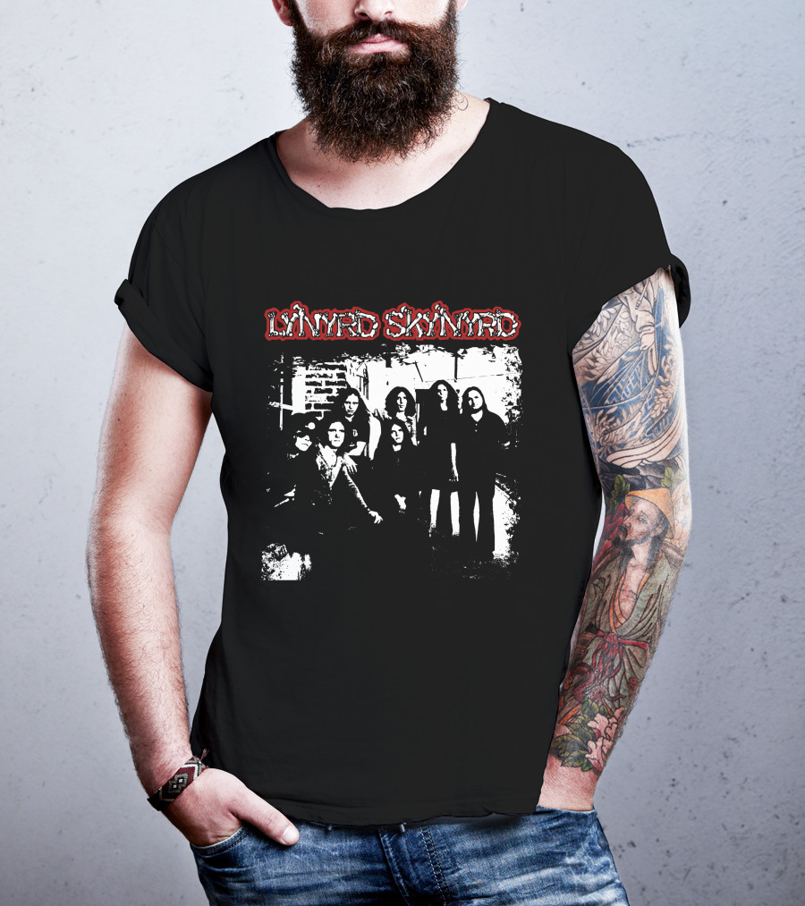 Lynyrd Skynyrd Band Black And White Group Photo T-Shirt