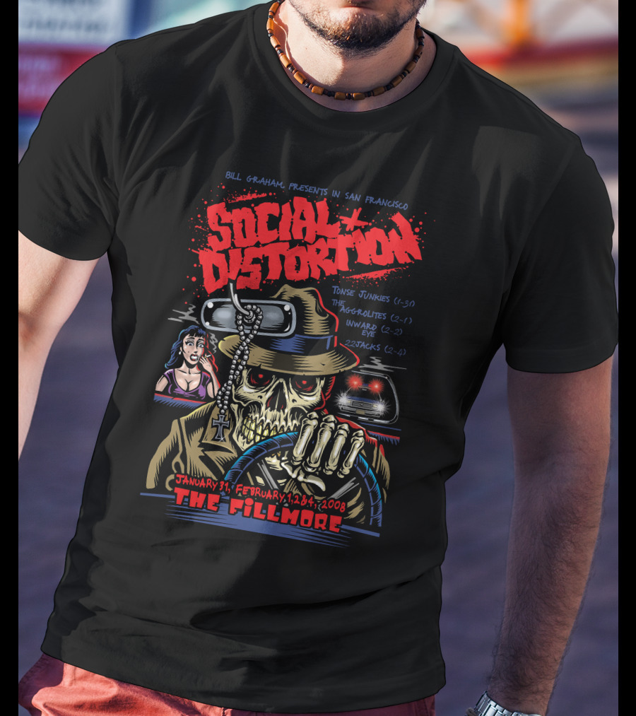 Bill Graham Presents Social Distortion January 31 February 1-2-4 2008 The Fillmore T-Shirt