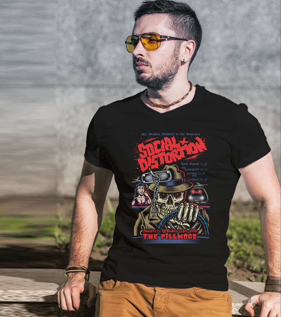 Bill Graham Presents Social Distortion January 31 February 1-2-4 2008 The Fillmore T-Shirt