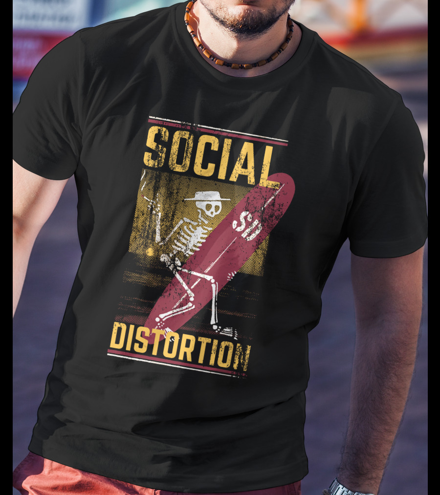 Social Distortion Skeleton With Surfboard Sdt T-Shirt