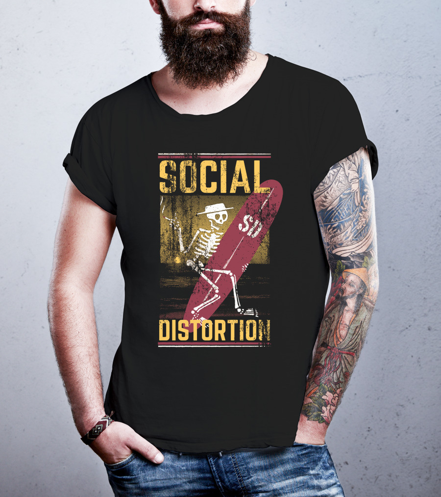 Social Distortion Skeleton With Surfboard Sdt T-Shirt