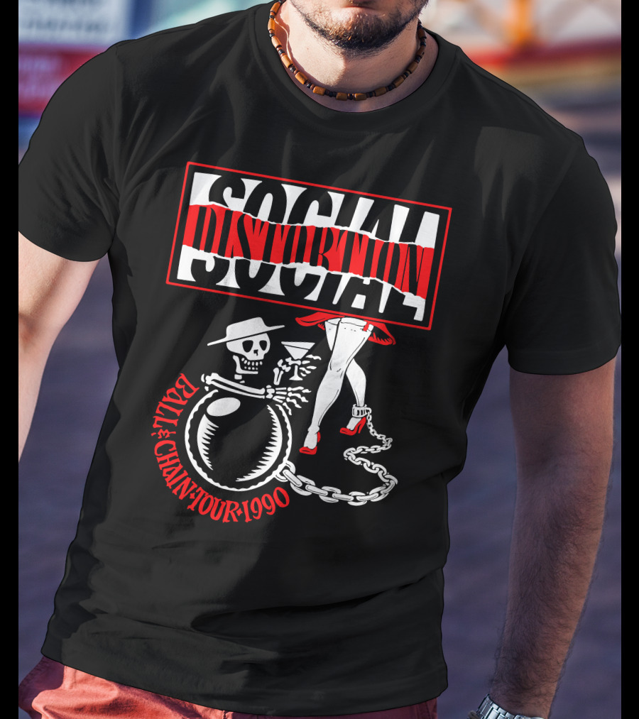 Social Distortion Ball & Chain Tour 1990 T-Shirt