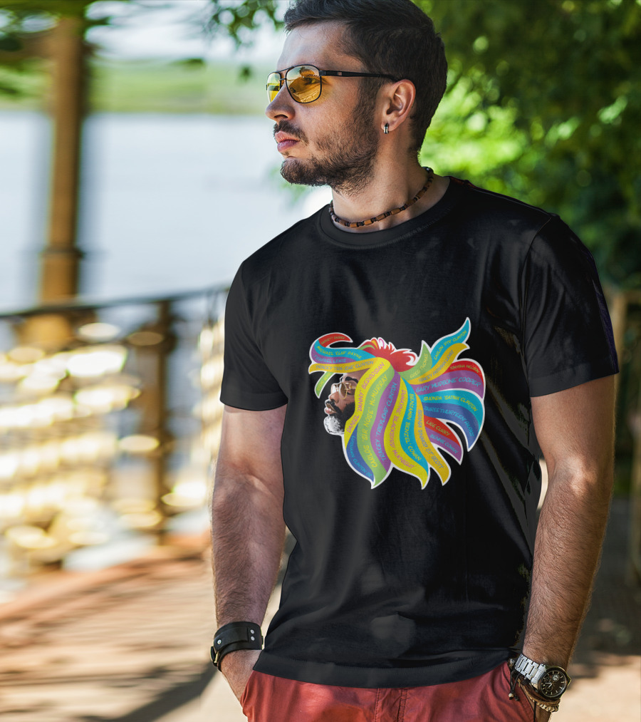 Psychedelic Funk Portrait With Bootsy Collins Dr. Funkenstein References In Vibrant Afro  Colors T-Shirt