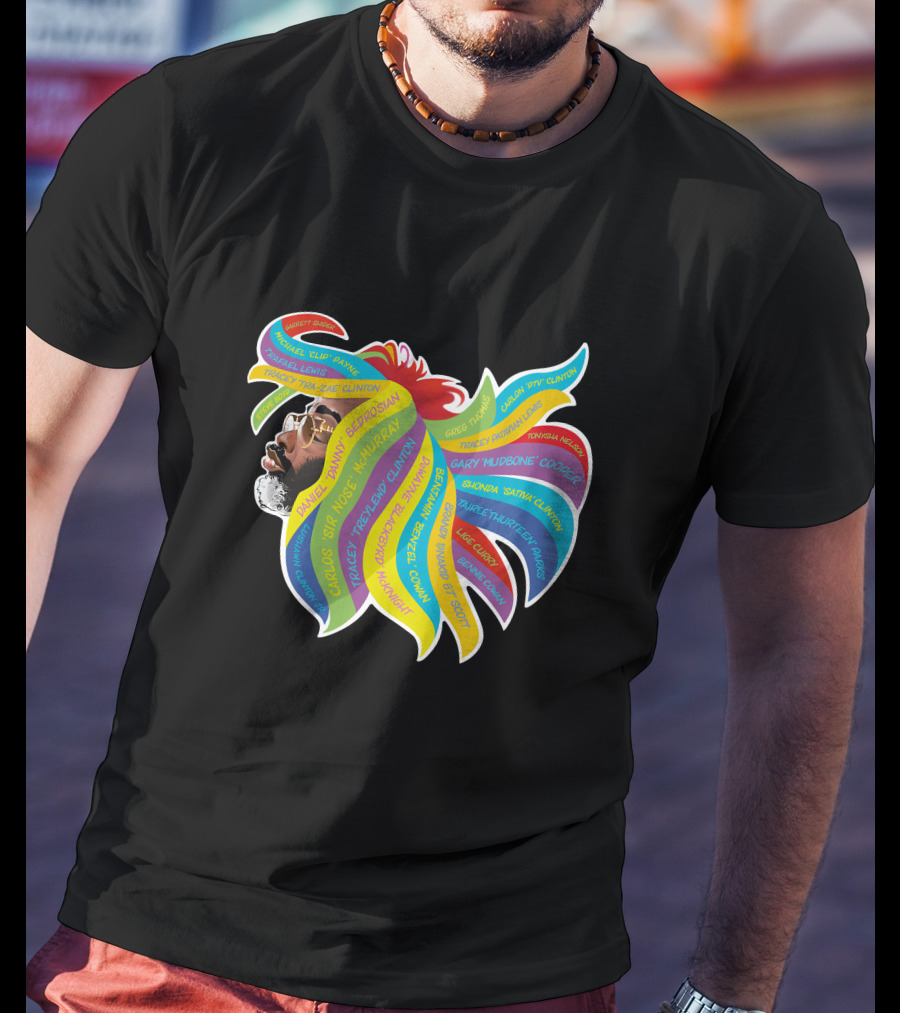 Psychedelic Funk Portrait With Bootsy Collins Dr. Funkenstein References In Vibrant Afro  Colors T-Shirt