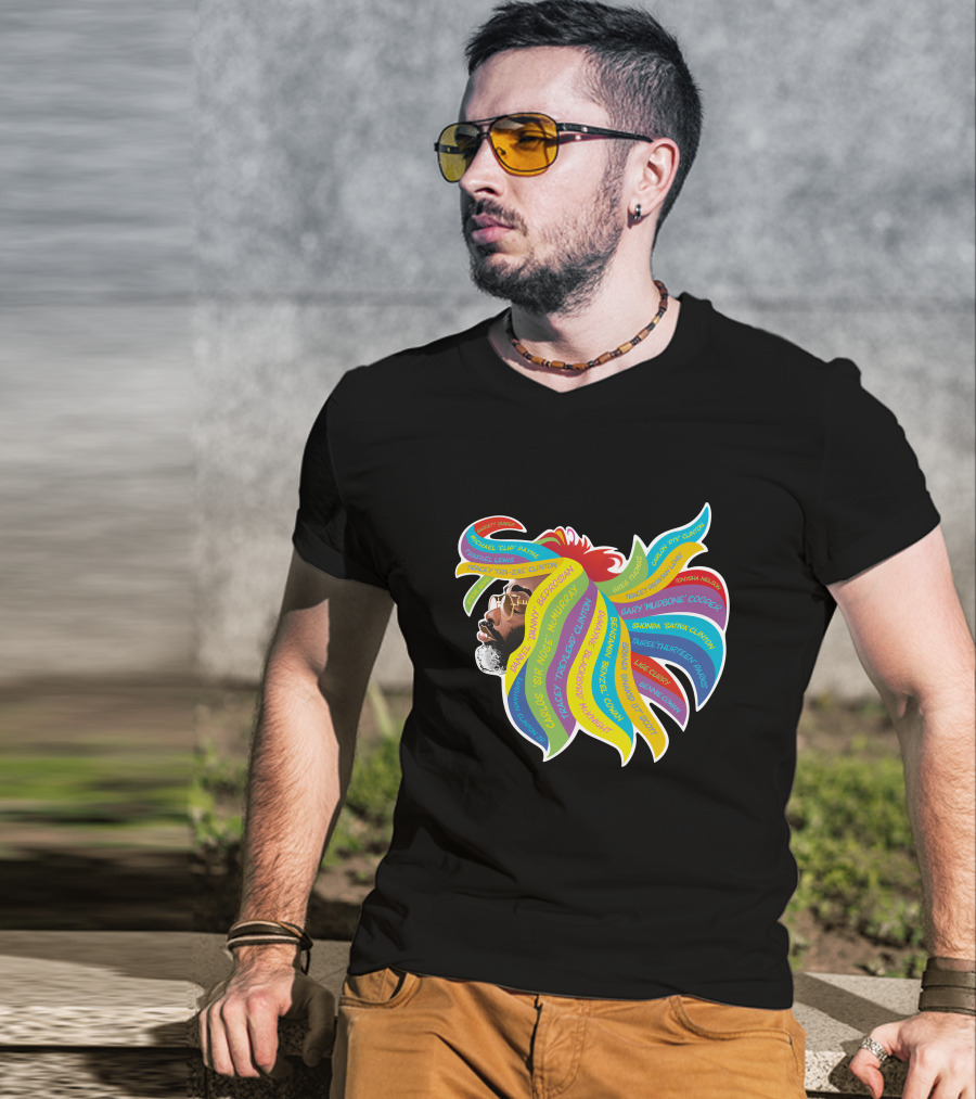 Psychedelic Funk Portrait With Bootsy Collins Dr. Funkenstein References In Vibrant Afro  Colors T-Shirt