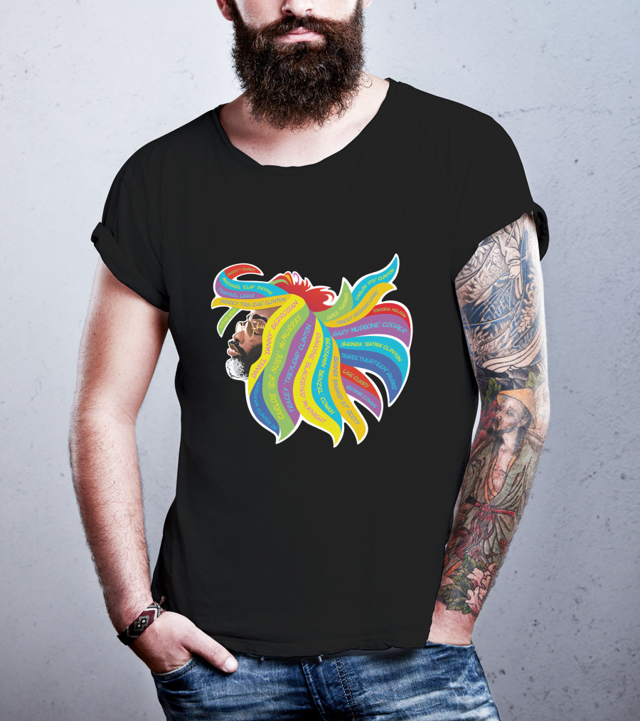 Psychedelic Funk Portrait With Bootsy Collins Dr. Funkenstein References In Vibrant Afro  Colors T-Shirt