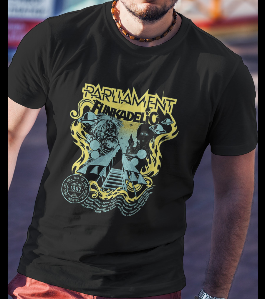 Parliament Funkadelic Rock And Roll Hall Of Fame Inductee 1997 Space Themed T-Shirt