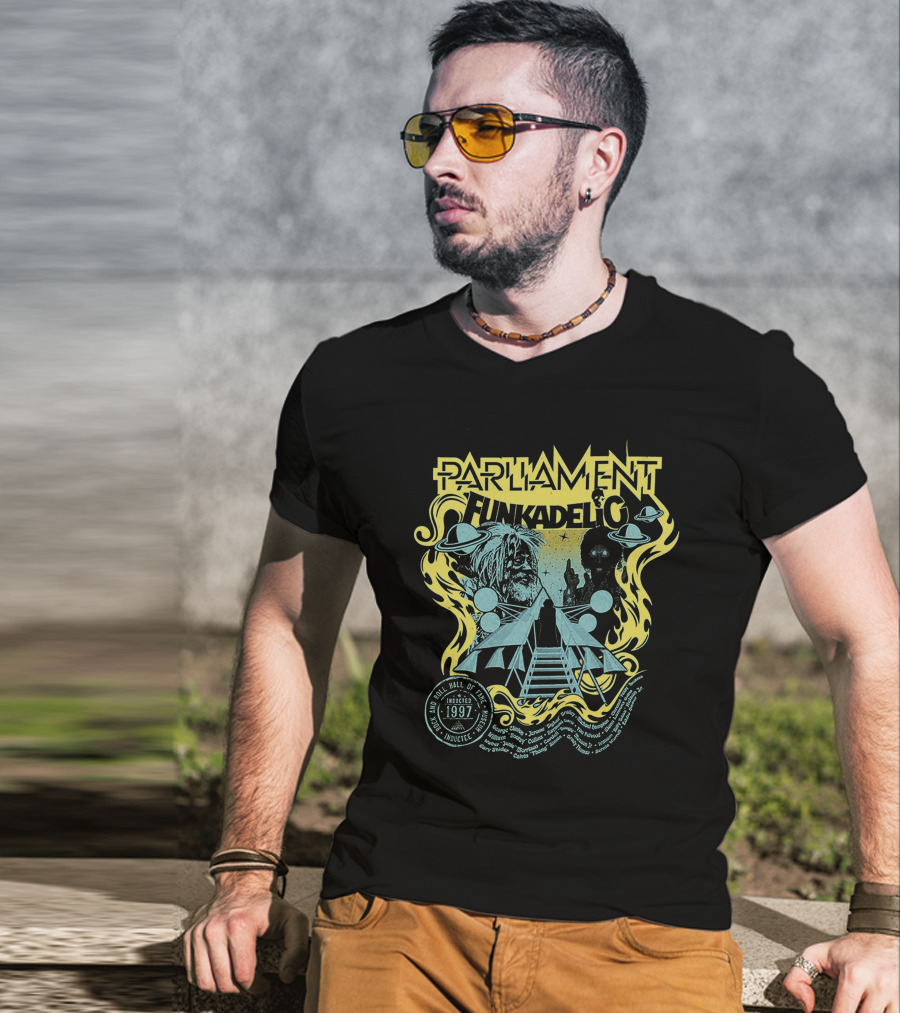 Parliament Funkadelic Rock And Roll Hall Of Fame Inductee 1997 Space Themed T-Shirt