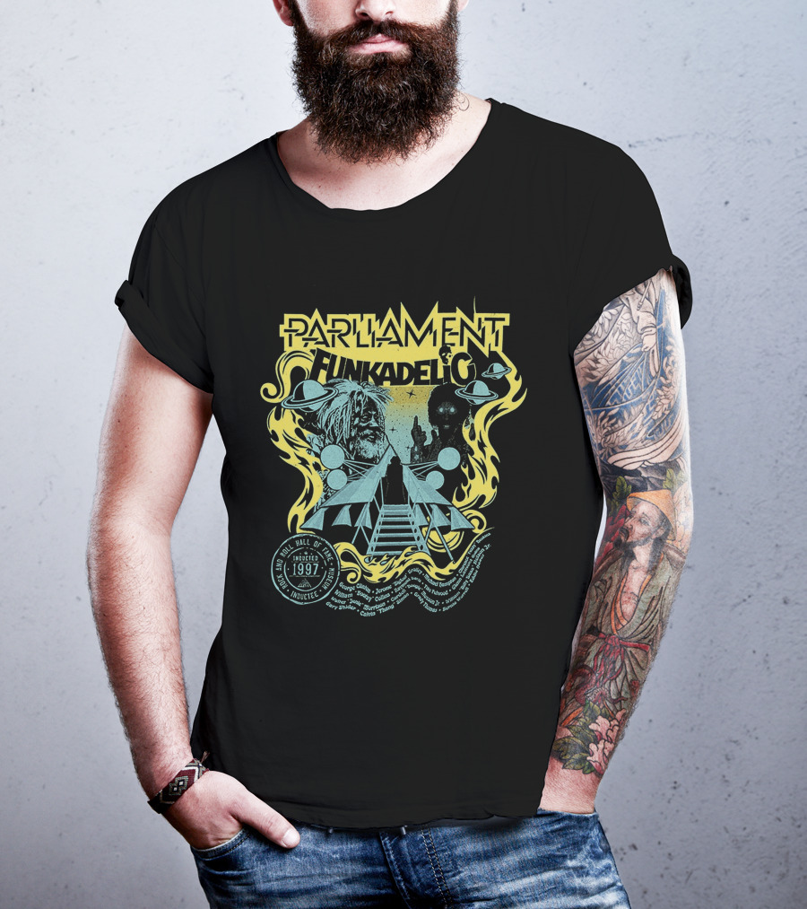 Parliament Funkadelic Rock And Roll Hall Of Fame Inductee 1997 Space Themed T-Shirt