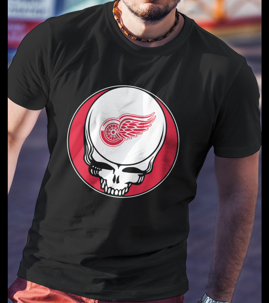 Detroit Red Wings Grateful Dead Skull T-Shirt