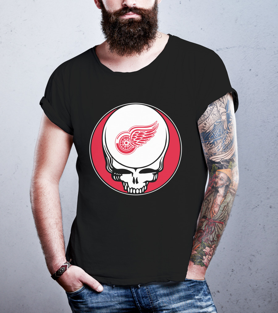 Detroit Red Wings Grateful Dead Skull T-Shirt