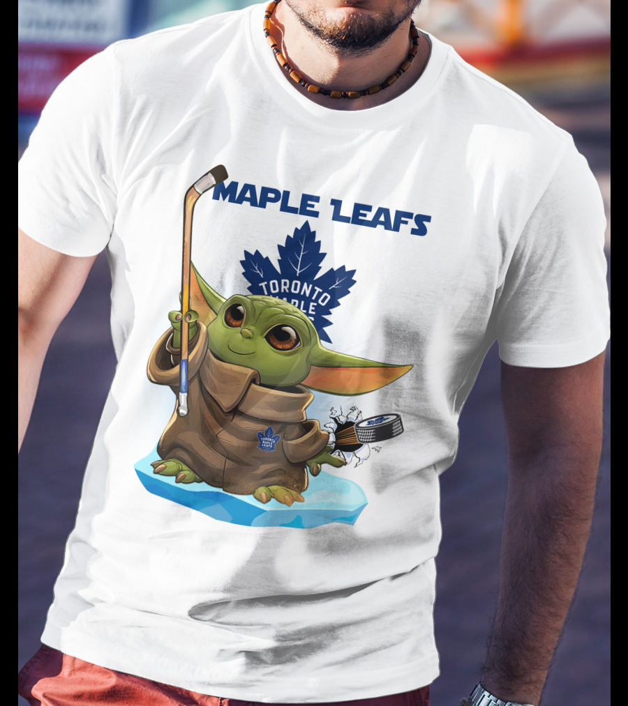 Baby Yoda Toronto Maple Leafs Hockey Fan T-Shirt