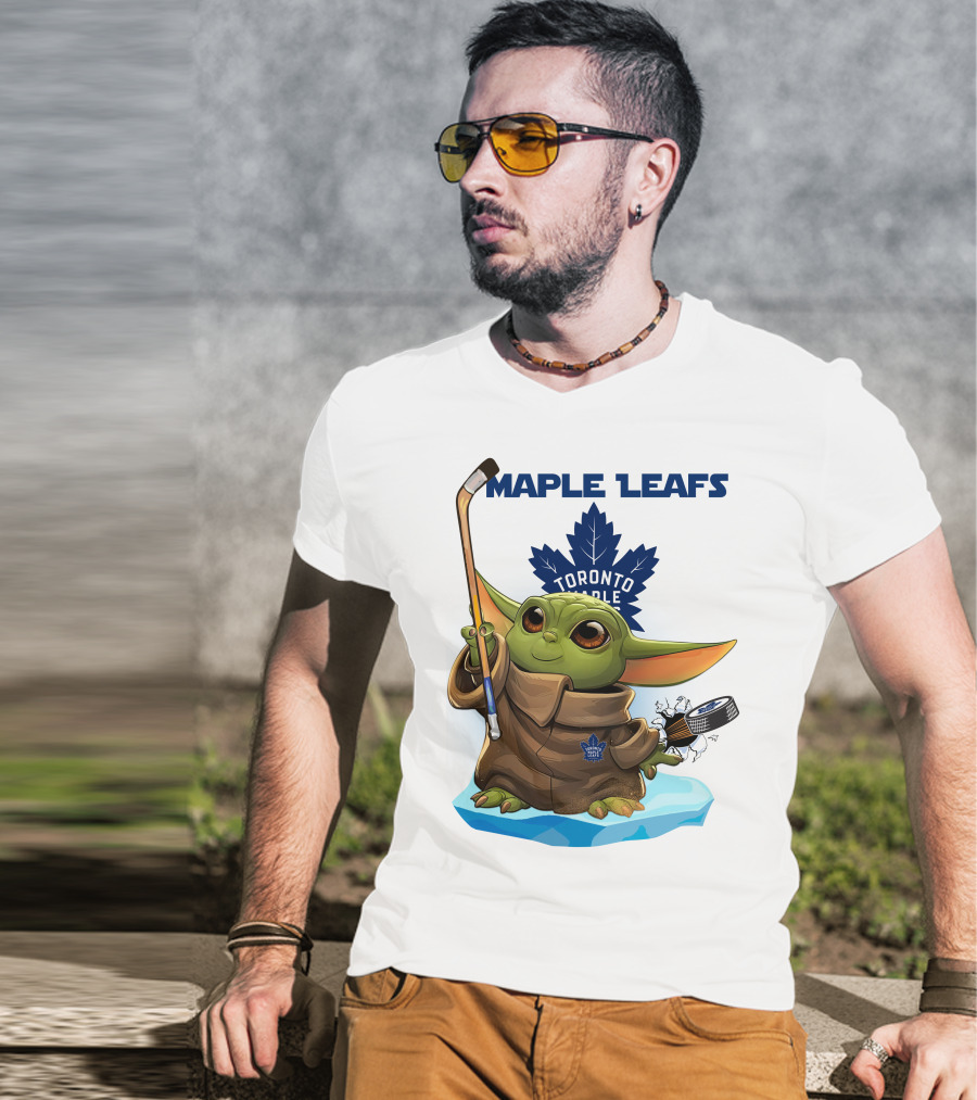 Baby Yoda Toronto Maple Leafs Hockey Fan T-Shirt