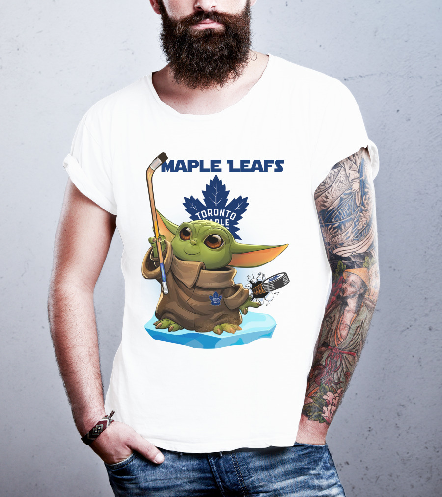Baby Yoda Toronto Maple Leafs Hockey Fan T-Shirt