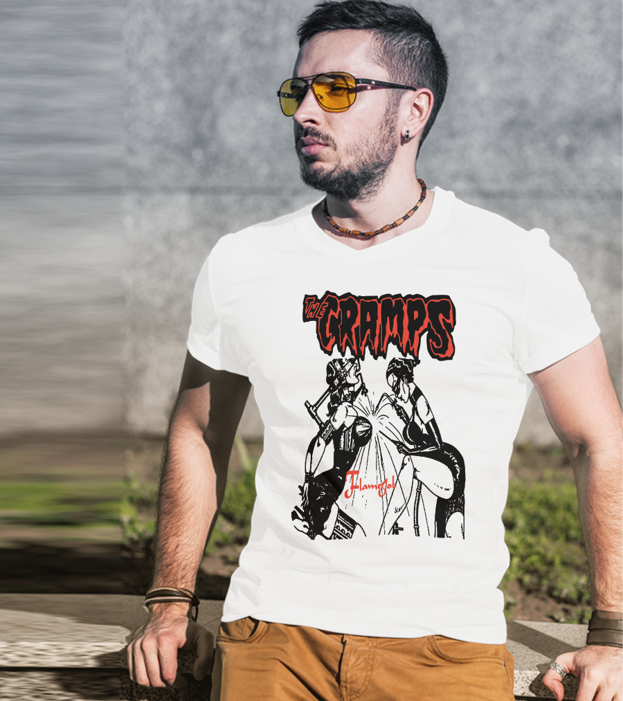 The Cramps Flamejob Artwork Kneeling Figures T-Shirt