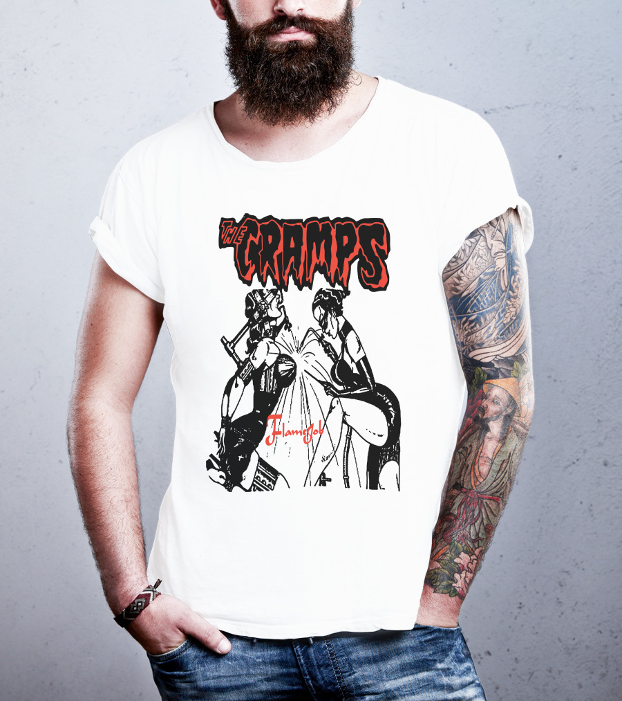 The Cramps Flamejob Artwork Kneeling Figures T-Shirt