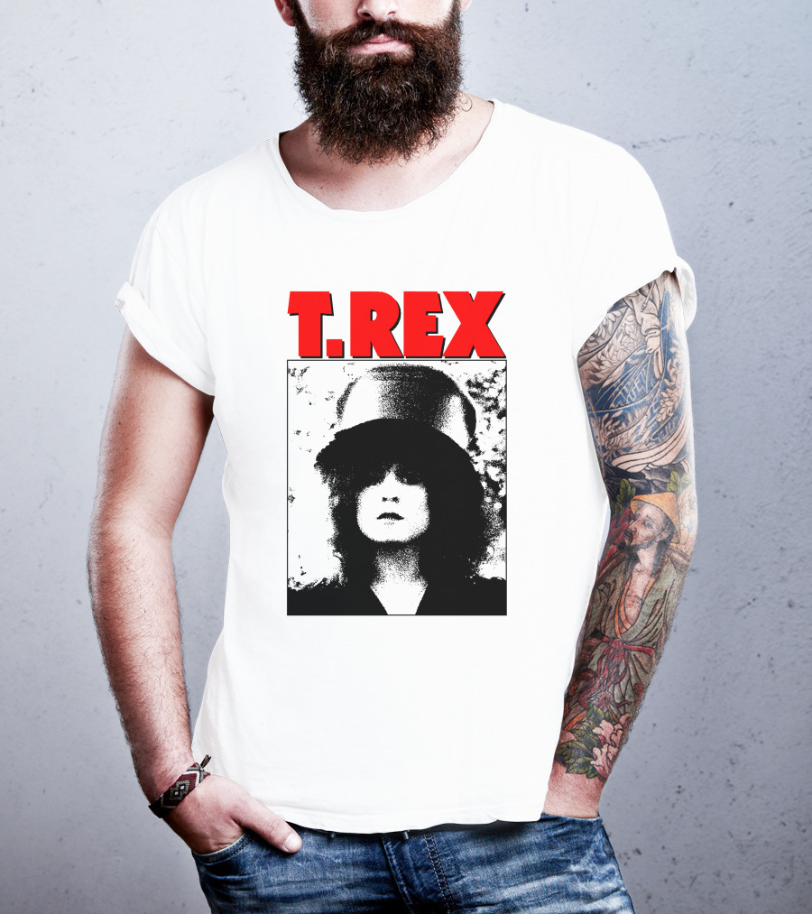 T. Rex Iconic Red Text With Black And White T-Shirt