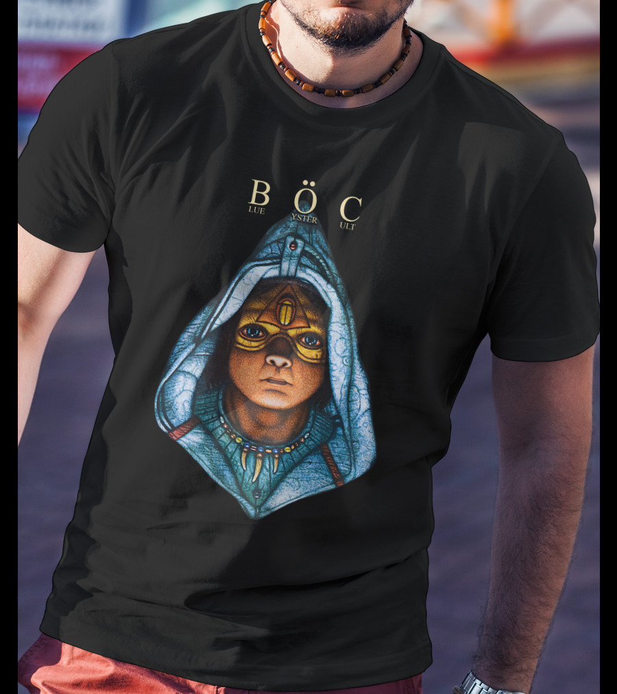 Böc Blue Öyster Cult Hooded Figure Art T-Shirt