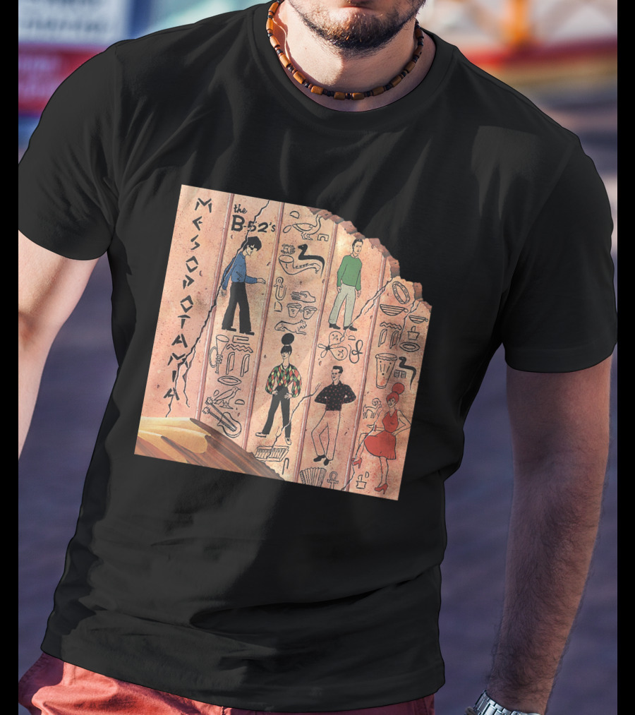 The B-52'S Mesopotamia Album Art With Band Members And Hieroglyphics T-Shirt