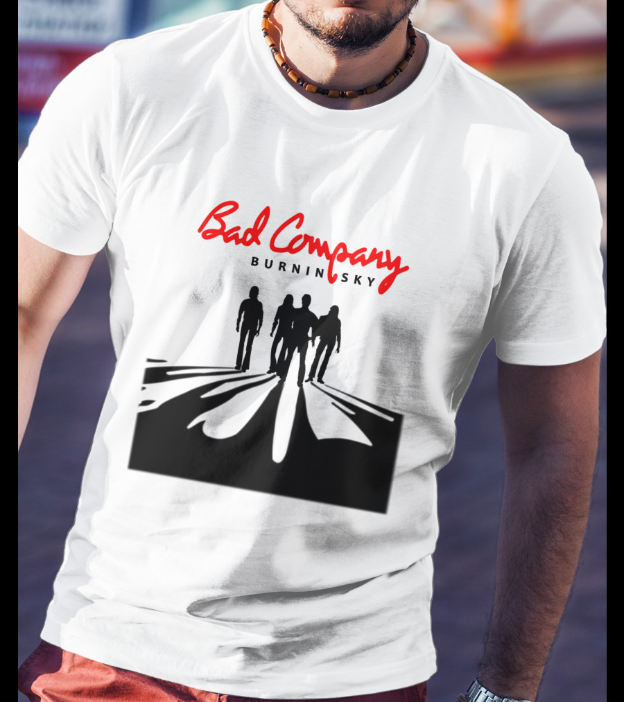 Bad Company Burnin' Sky Silhouette Walking Down Road T-Shirt