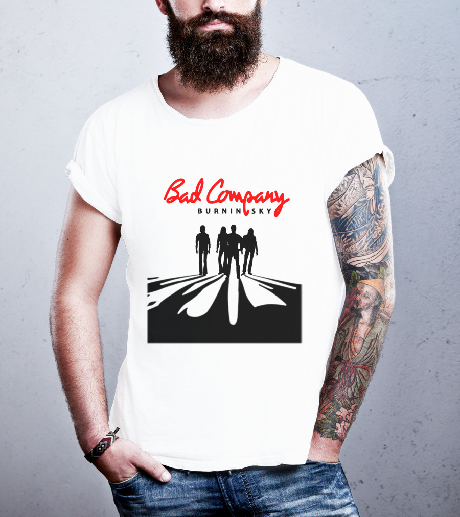 Bad Company Burnin' Sky Silhouette Walking Down Road T-Shirt