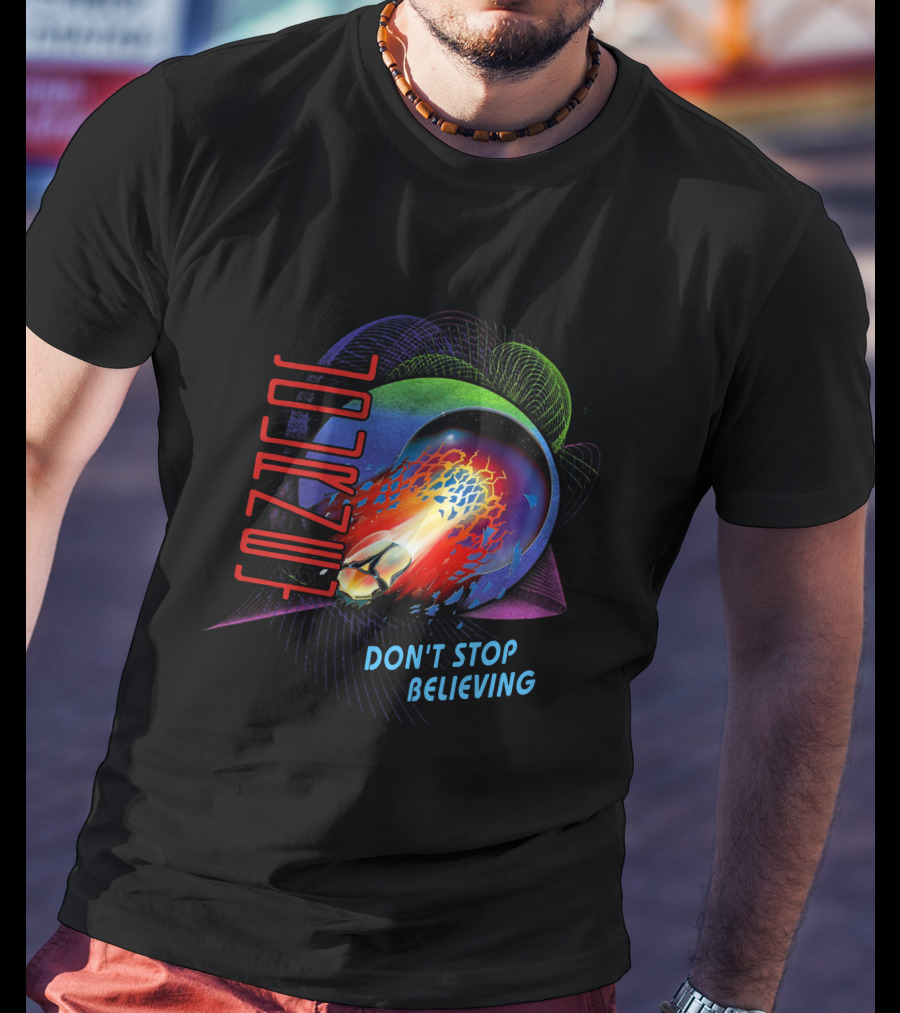 Journey Don't Stop Believing Neon Retro Abstract Sphere And Fireball T-Shirt