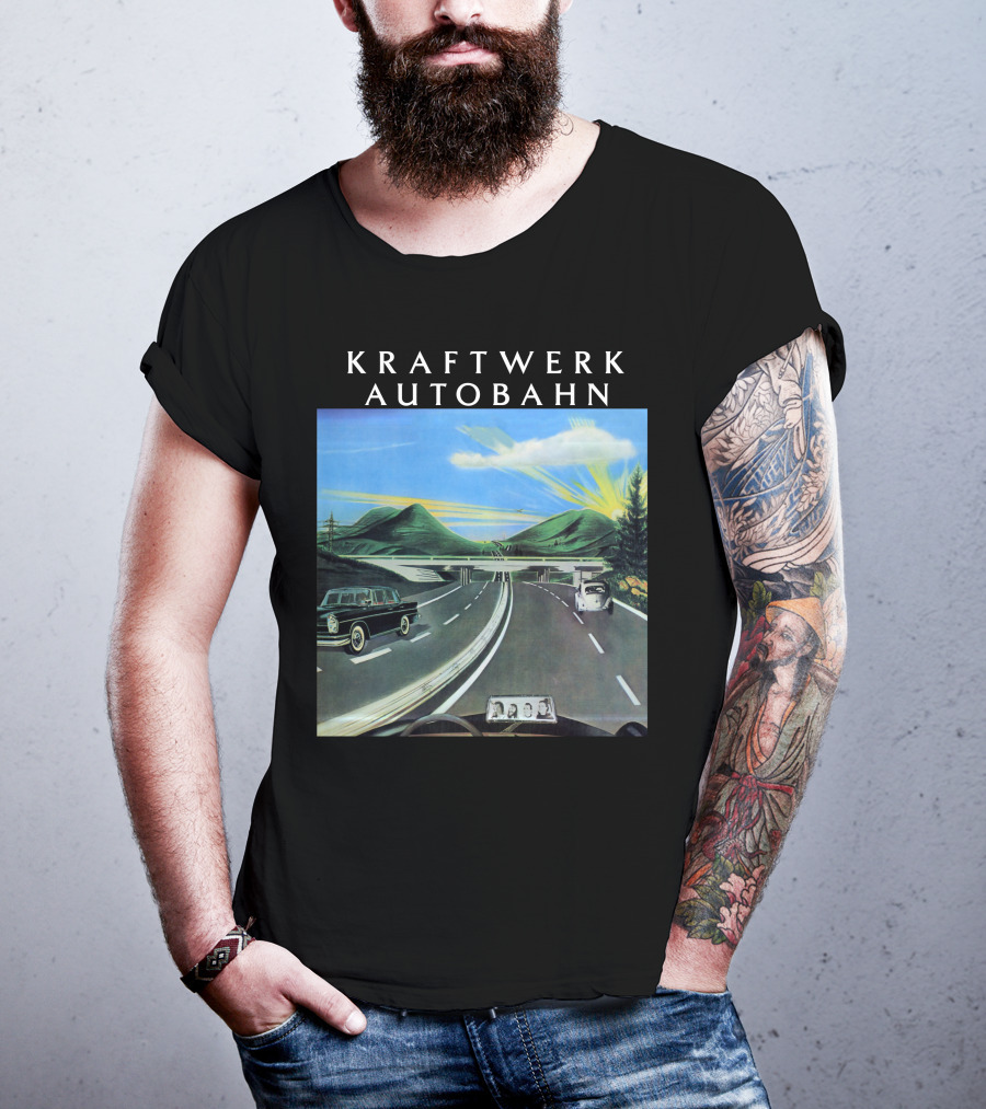 Kraftwerk Autobahn Scenic Highway Journey With Classic Cars And Mountains T-Shirt