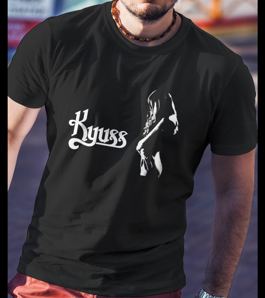 Kyuss Logo With Black And White Figure T-Shirt