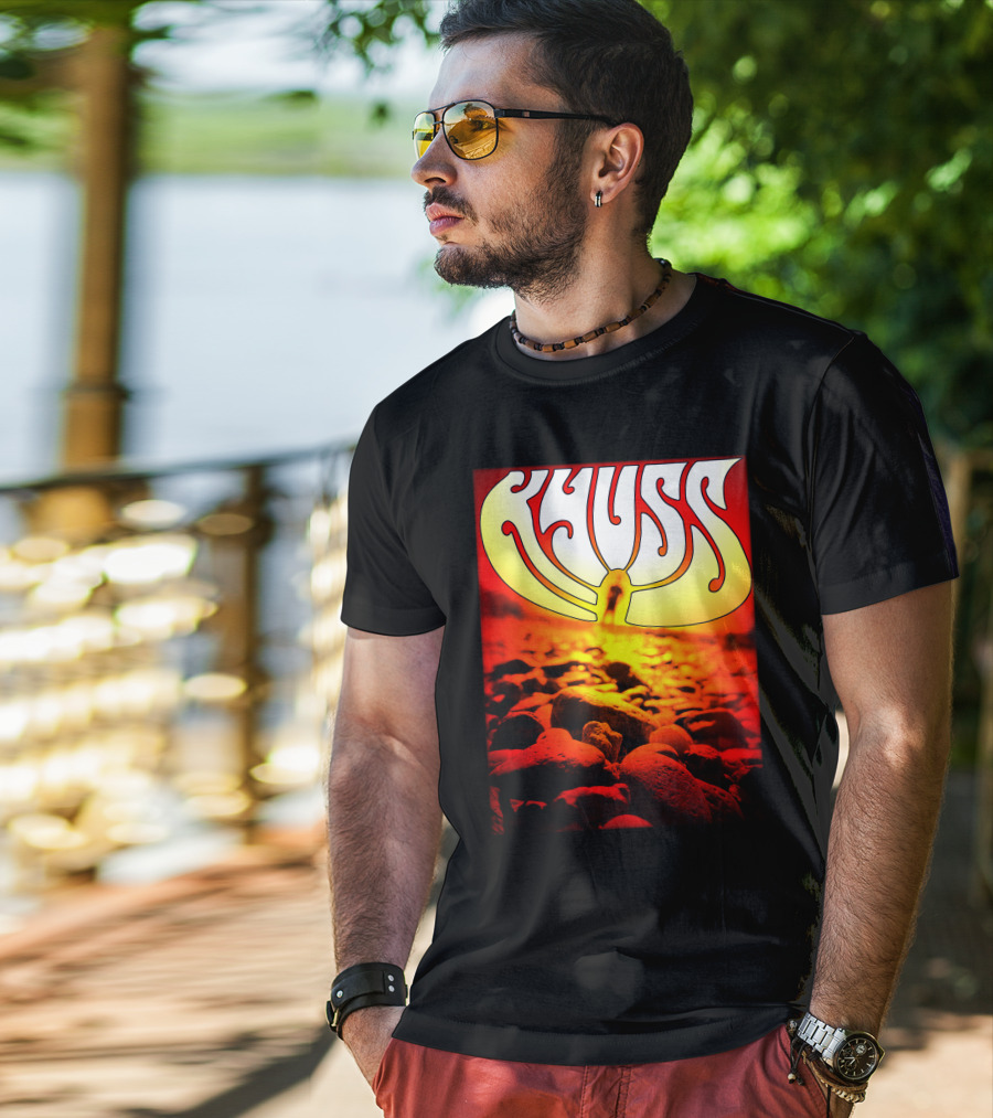 Kyuss Rock Band Logo With Sunset And Stones T-Shirt