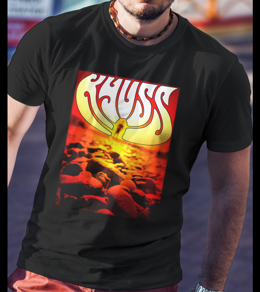 Kyuss Rock Band Logo With Sunset And Stones T-Shirt
