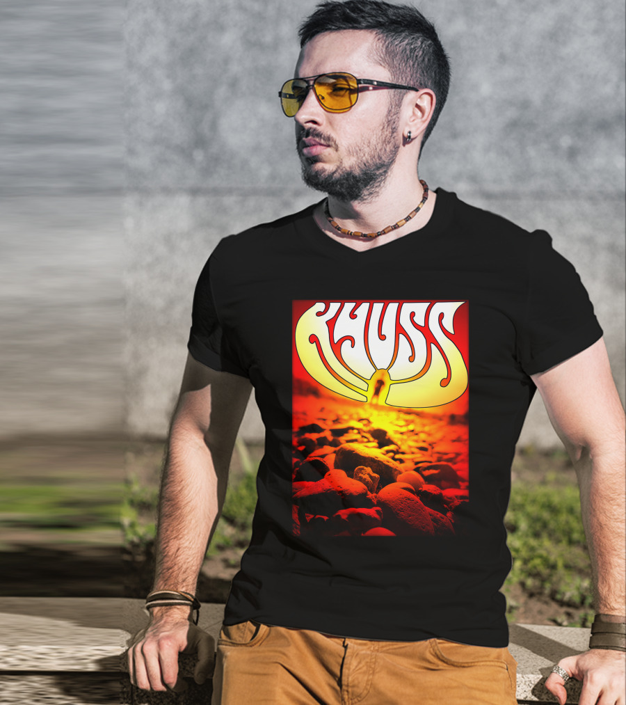 Kyuss Rock Band Logo With Sunset And Stones T-Shirt