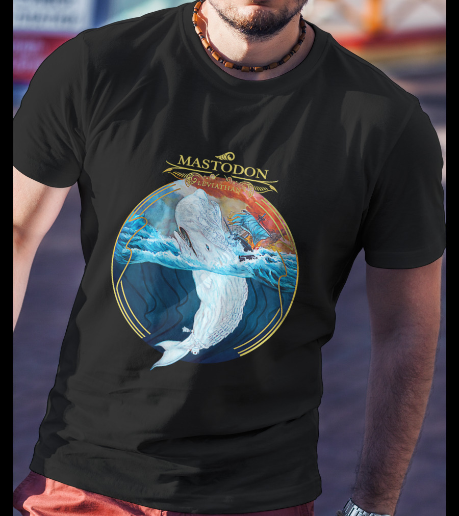 Mastodon Leviathan Moby Dick Whale Sea Battle T-Shirt