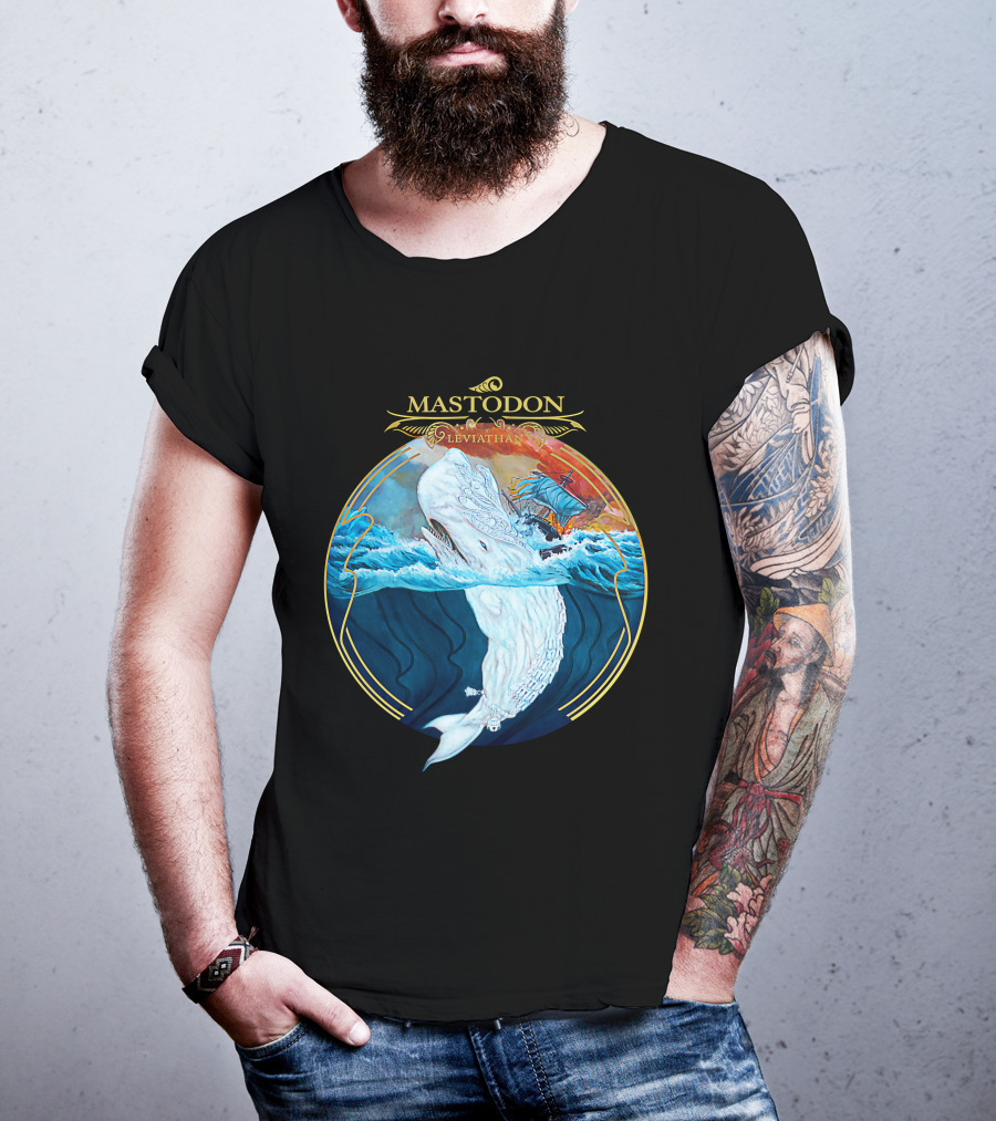 Mastodon Leviathan Moby Dick Whale Sea Battle T-Shirt