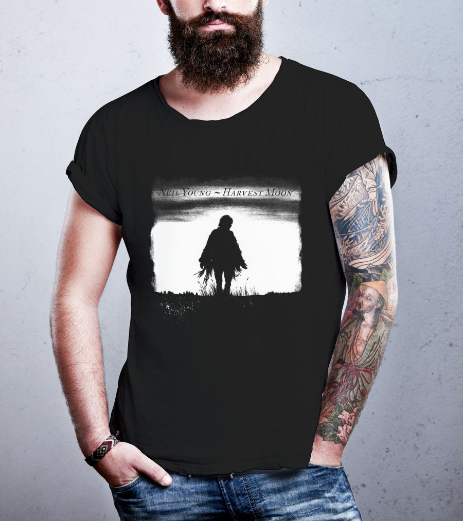 Neil Young Harvest Moon Silhouette Dark Horizon Scene T-Shirt