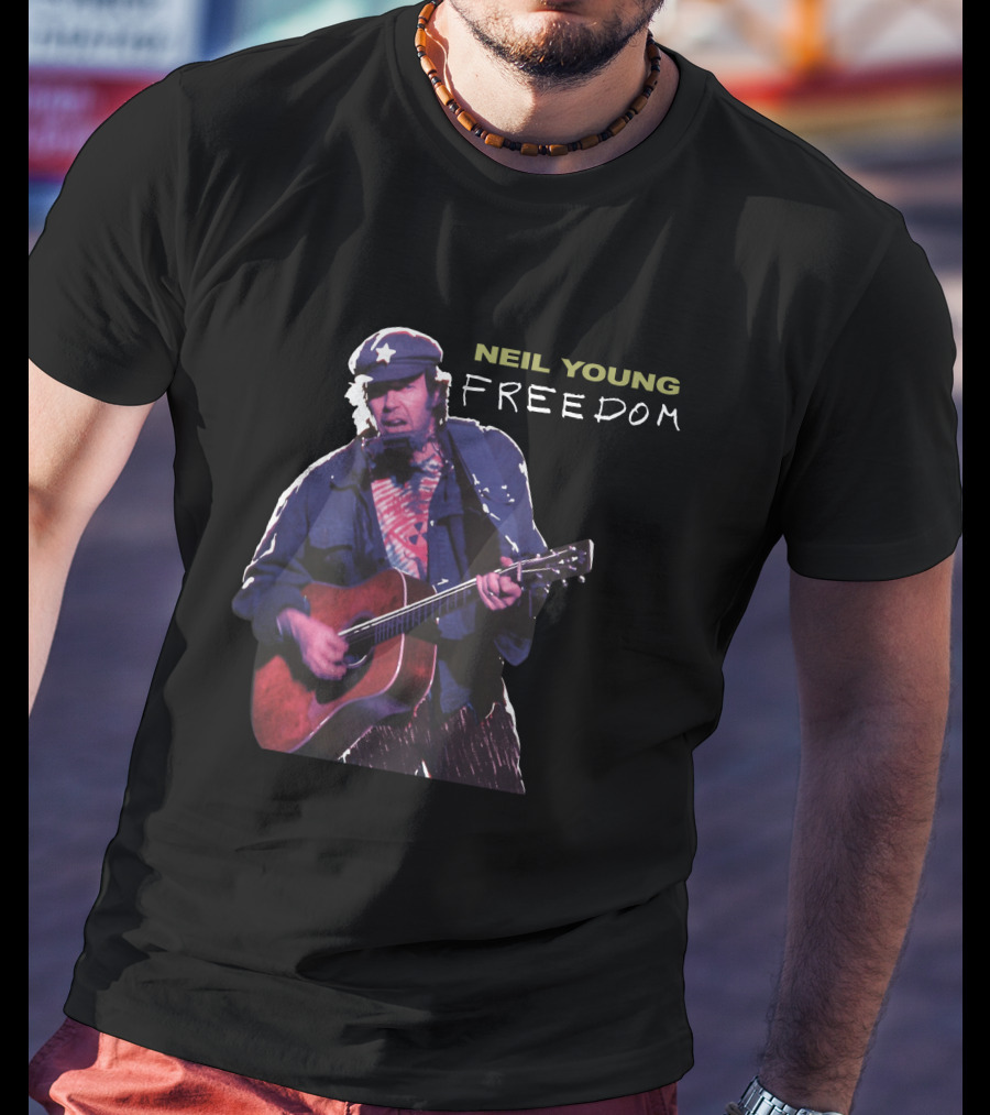 Neil Young Freedom Album Artwork Iconic Musician Performance T-Shirt